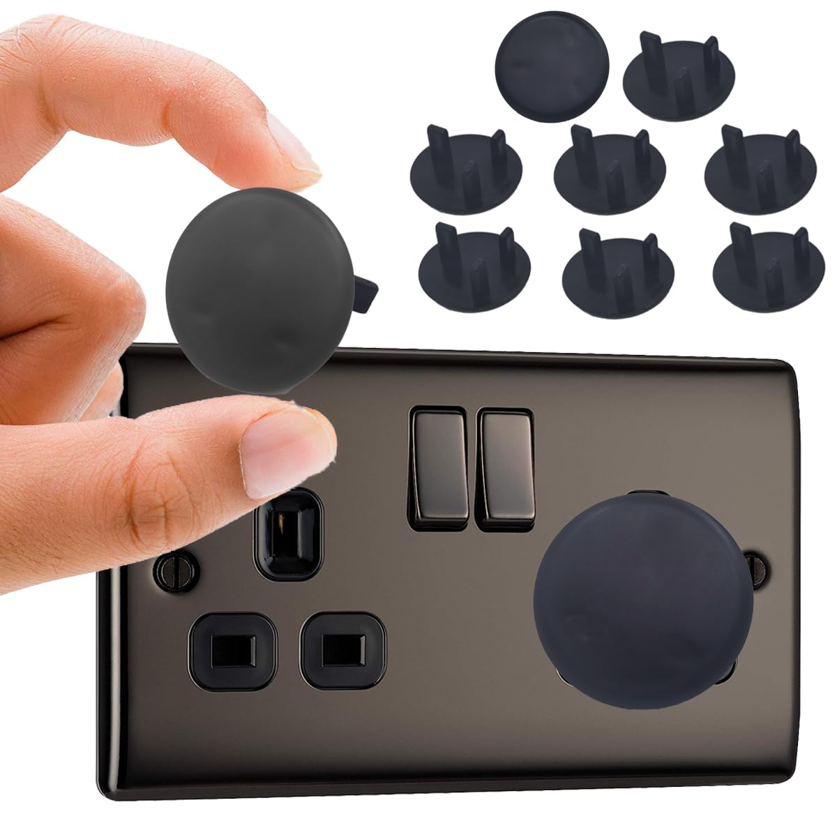 Baby Safety Socket Covers 10 Pack, Child Proof 3-Pin UK Plug Protectors, BPA-Free Socket Guards for Home Indoor, Easy to Install White