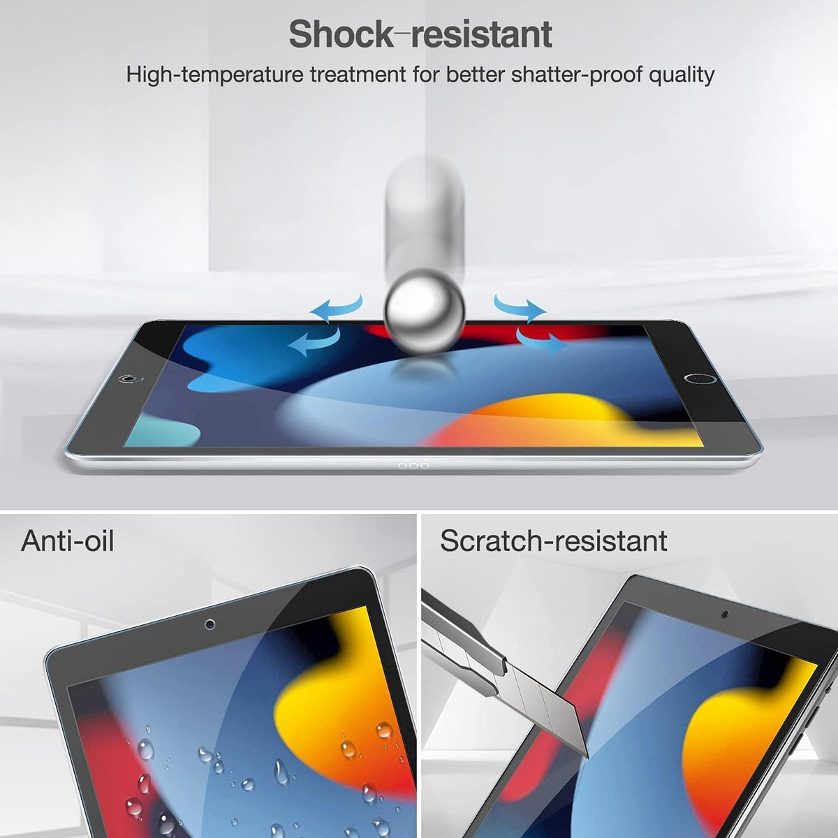 Tempered Glass Screen Protector for iPad 10.2 Inch 9th/8th/7th Generation, 1 Pack, 9H Hardness, HD Clear, Anti-Scratch (1, iPad 9th/8th/7th Gen 10.2-inch)