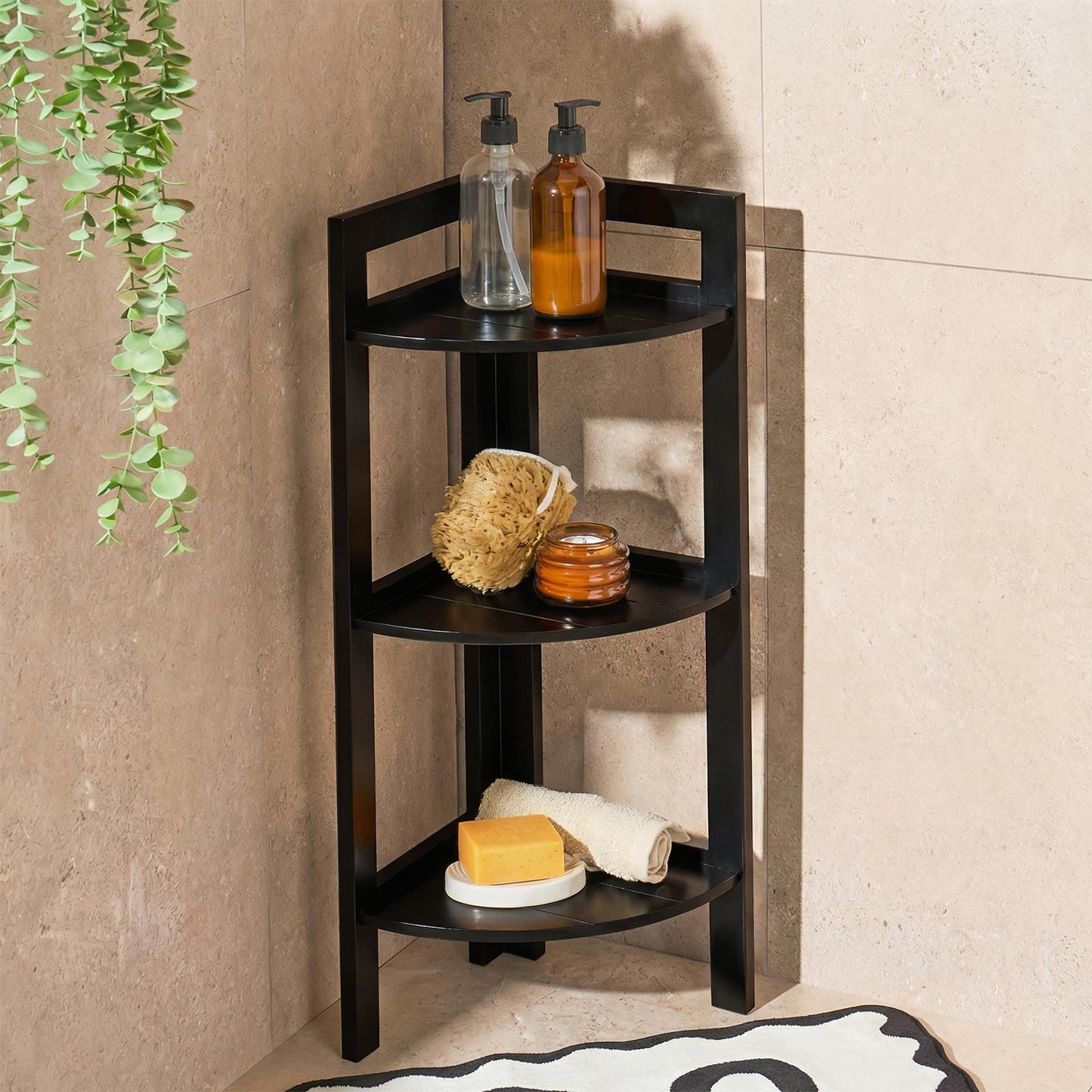 OHS Shelving Unit 3 Tier Storage MDF Home Organiser Display Corner Space Saving