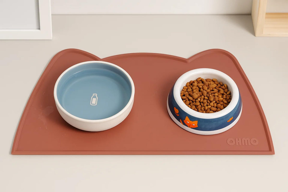 OHMO Silicone Cat Food Mat for Food&Water Bowls, 46x25cm, Camo Green