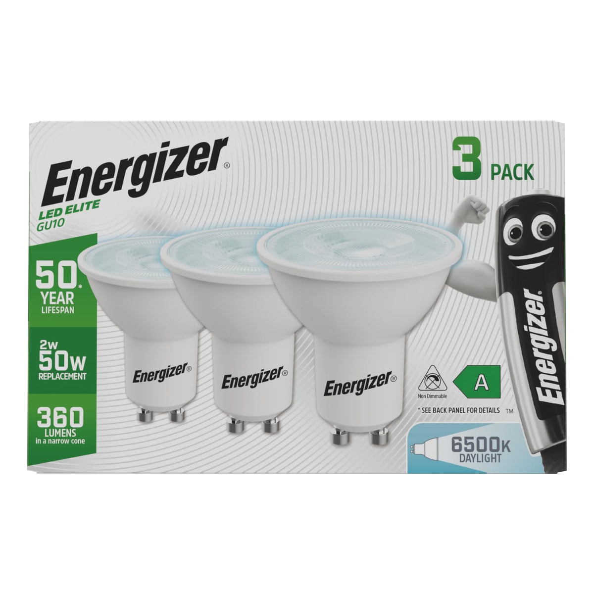 Energizer GU10 4.9W 50W Replacement LED Bulb 4 Pack (Daylight Non Dimmable)