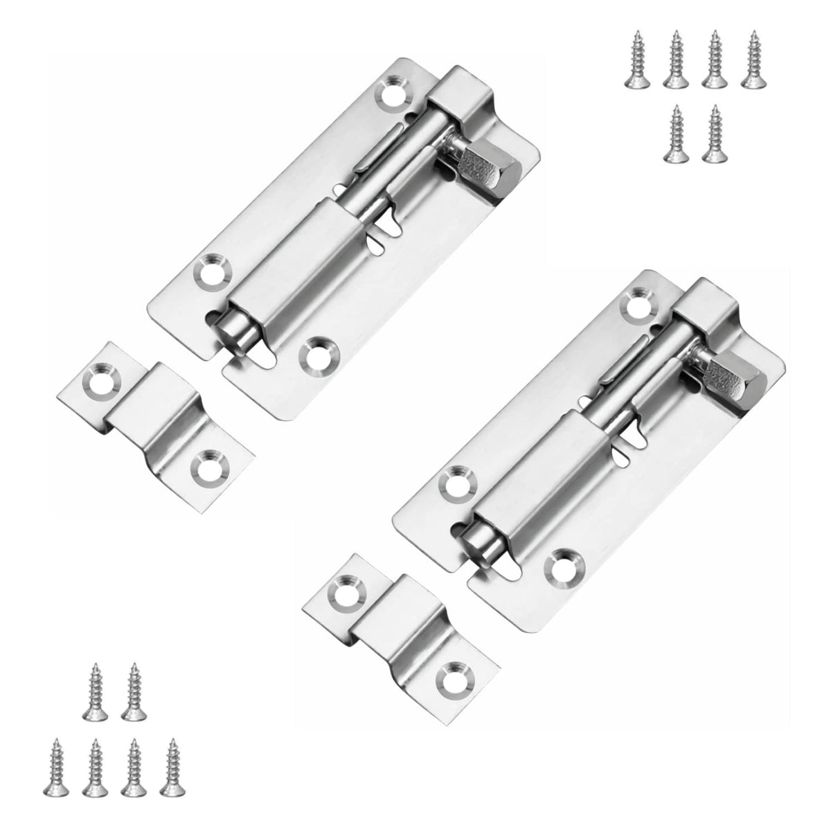 Door Lock Bolts 3"(75mm), Heavy Duty Black Door Latch Slide Bolts Lock with Screws for Bathroom Bedroom Shed Garden Toilet, 3 Inch