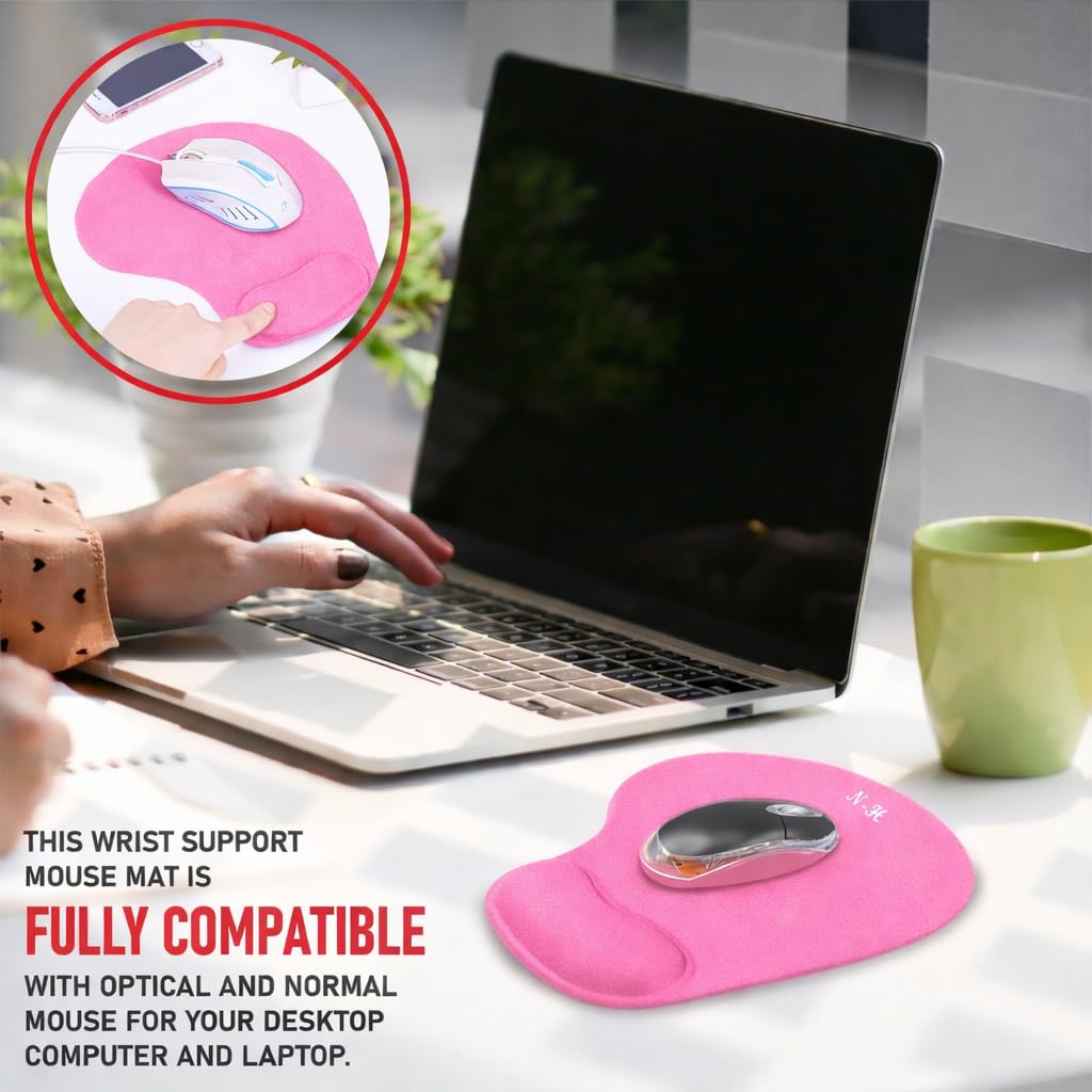 Mouse Mat ANTI-SLIP COMFORT MOUSE PAD MAT WITH GEL FOAM REST WRIST SUPPORT FOR PC LAPTOP (Blue, Regular)