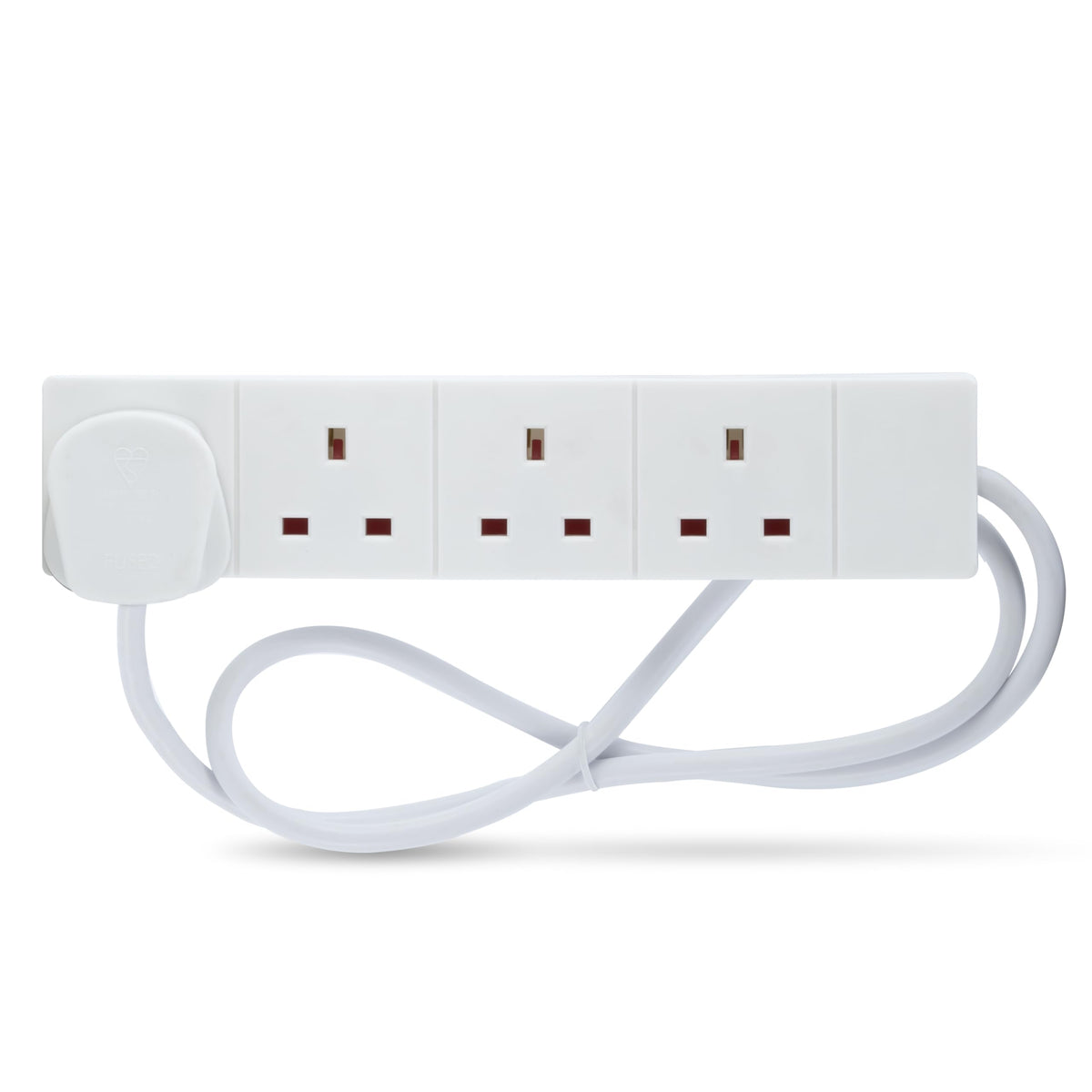 STATUS 4 Way Socket Extension Lead, 4m Cable with Neon Power Indicator, 13A Multi-Plug Strip for Home or Office, Wall Mountable, White (S4W4MS6)
