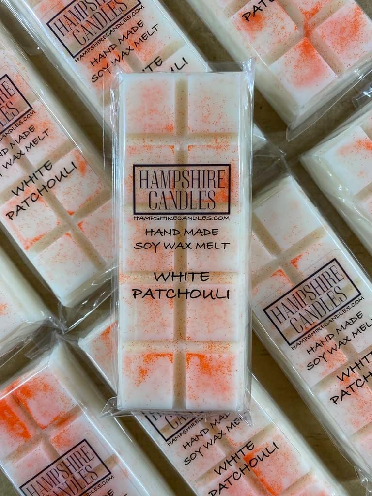 White Patchouli Wax Melts | Highly Scented | Eco Soy Wax, Vegan and Cruelty Free | Handmade Snap Bar