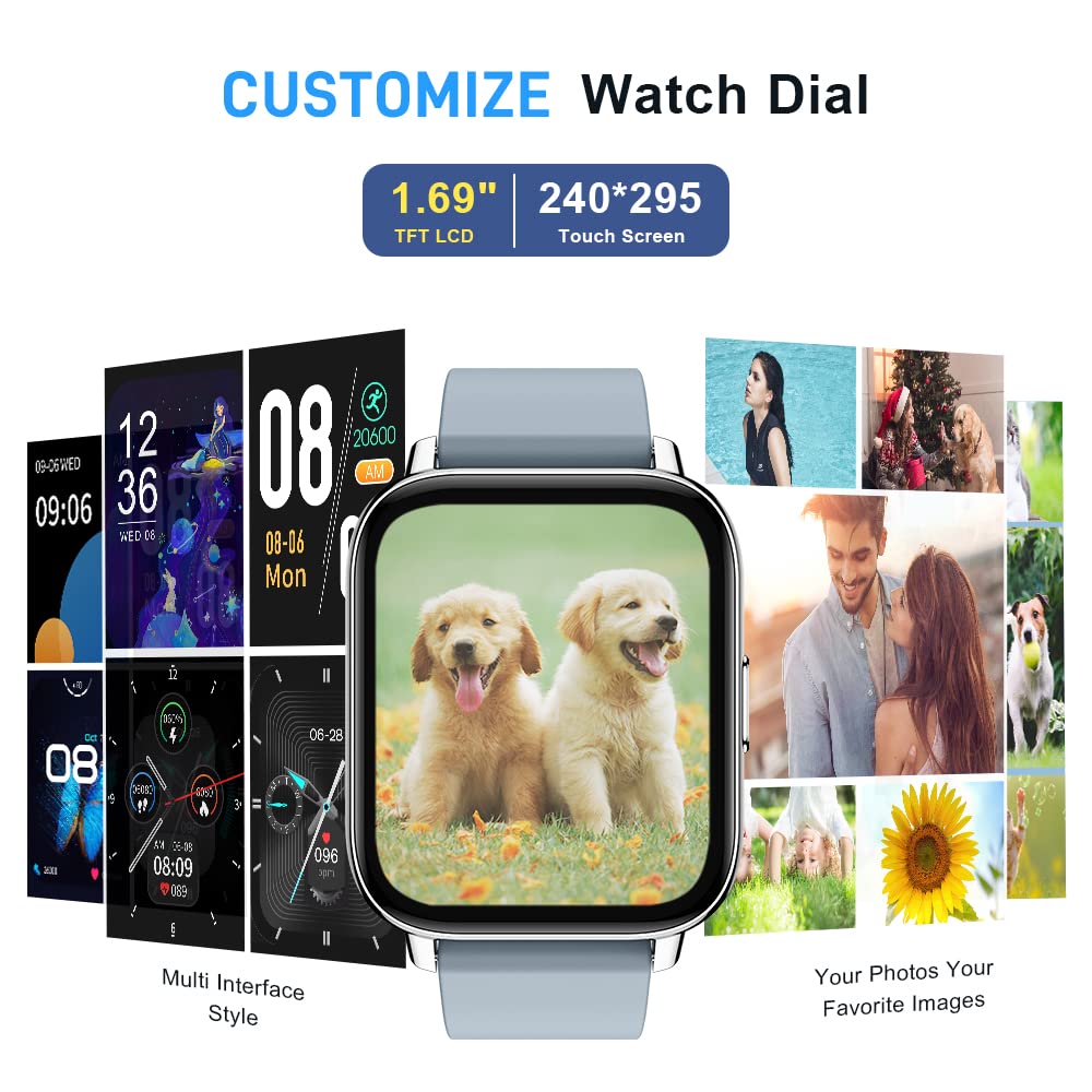 Motast Smart Watch, Fitness Tracker 1.69'' HD for Men Women, Step Counter