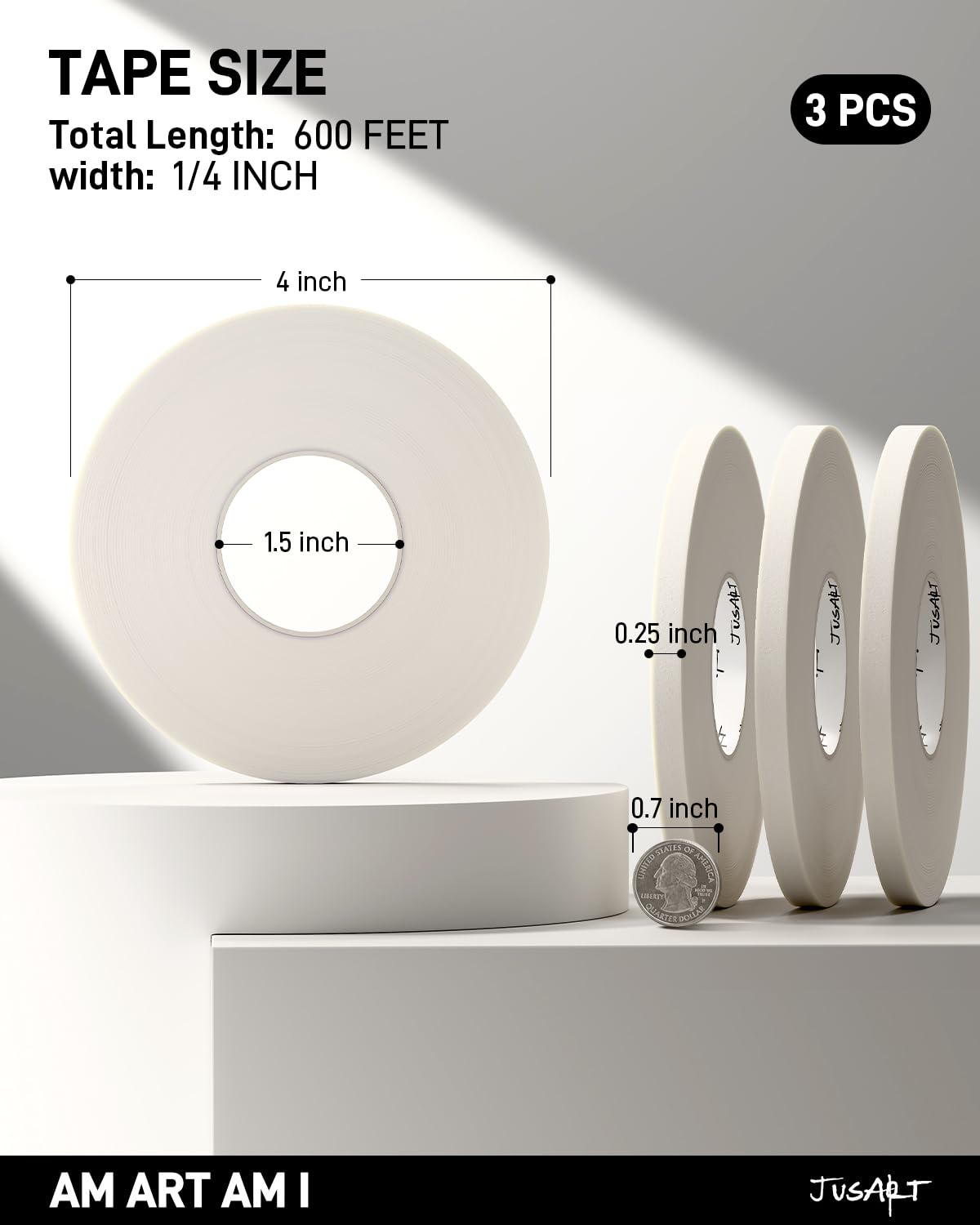 JusArt Artist Tape for Watercolor Paper, 1/2 inch Wide 200FT Long