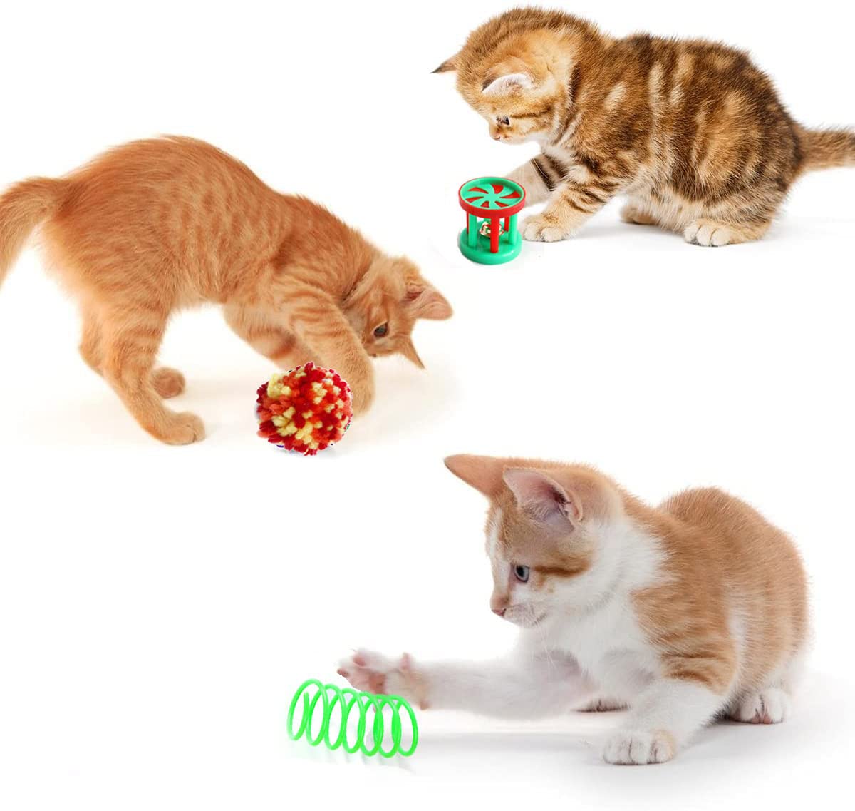 20 Pcs Cat Toys for Indoor Kitten, Collapsible Tunnel, Interactive Feather Wand Ball Spring Mice Toy for Puppy Kitty
