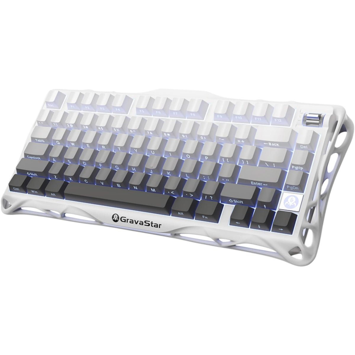 GravaStar Mercury K1 Mechanical Keyboard with Aluminium Frame, 75% Wireless Gaming Keyboard, Hot Swap Custom Keyboard with Button, Gasket, RGB Tri-Mode Keyboard, PBT Keycaps, 8000 mAh White