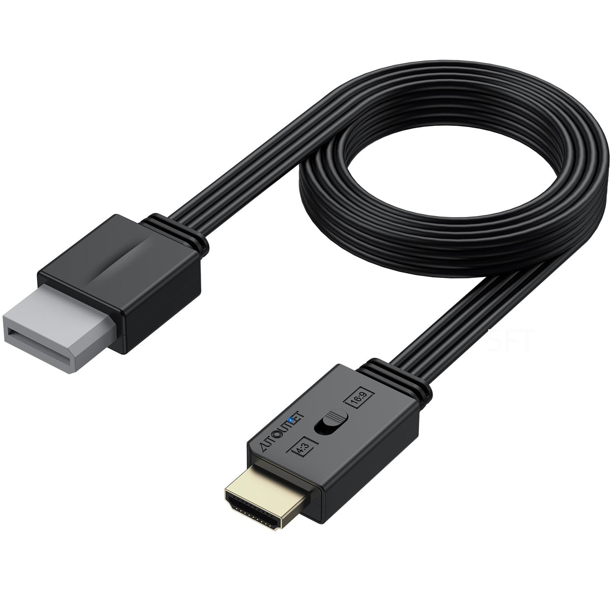 AUTOUTLET Wii to HDMI Converter 1080P 5ft/150 cm for Full HD Device, Adapter with HDMI Male Cable Output Compatible with Nintendo Wii, Wii U, HDTV, Monitor-Supports All Wii Display Modes