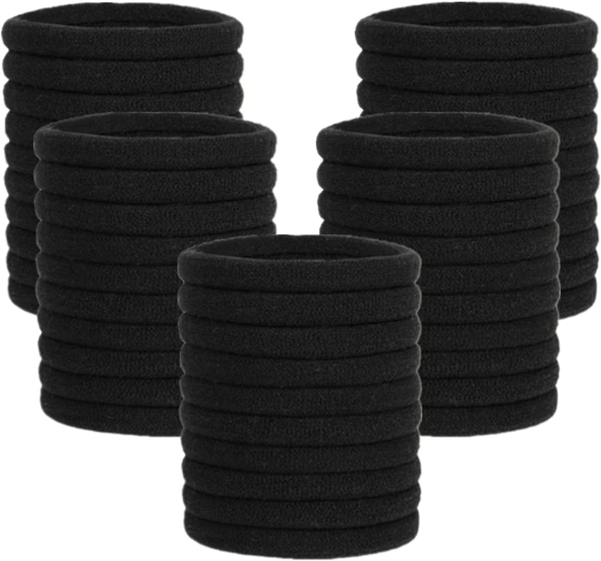 ZHIYE Elastic Hair Ties, 50 Pcs Thick Seamless Hair Bands No Damage Soft Ponytail Holders Hair Bobbles for Girls Women, Black