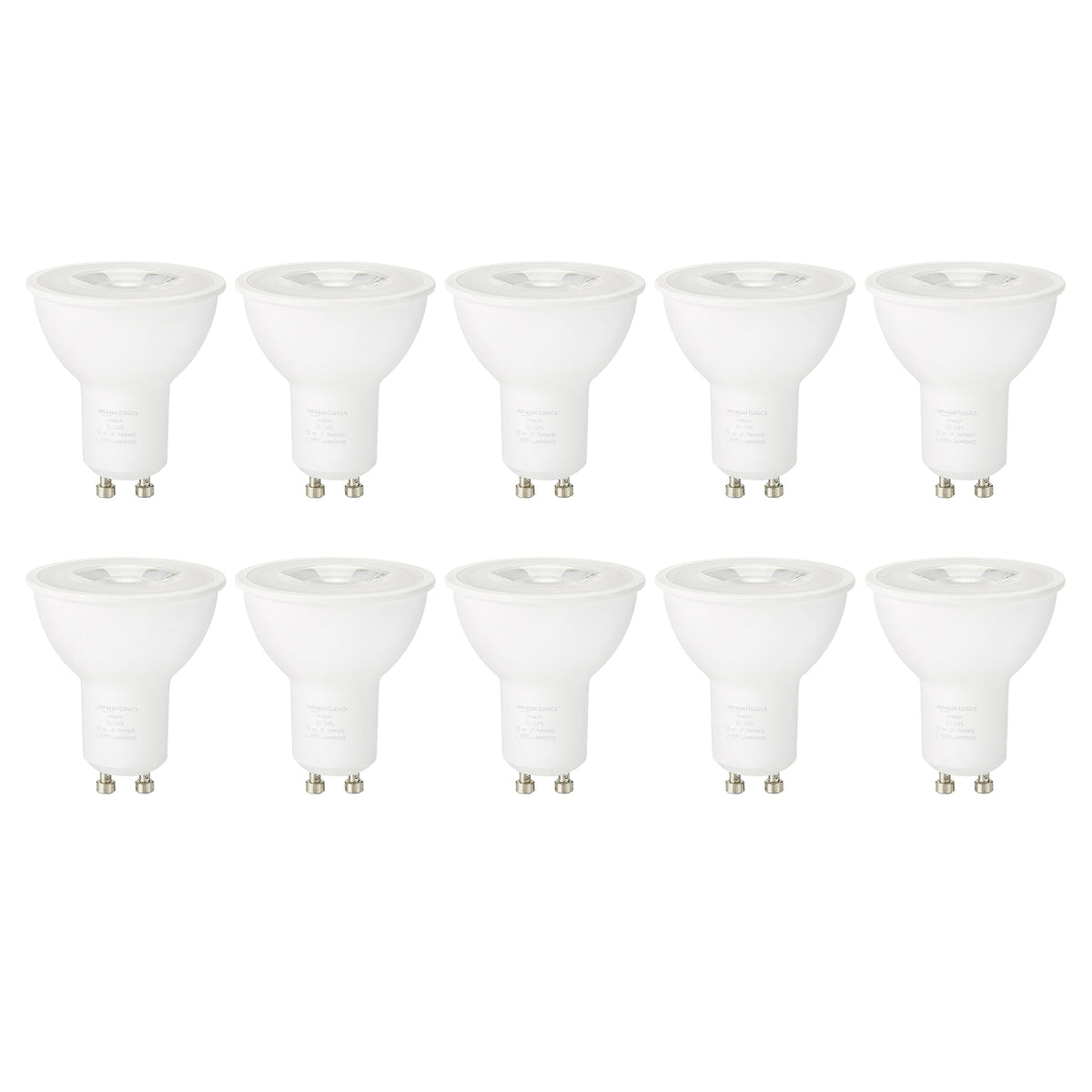 Amazon Basics LED GU10 Spotlight Bulb, 4.7W (equivalent to 50W), Warm White, Non Dimmable - Pack of 10