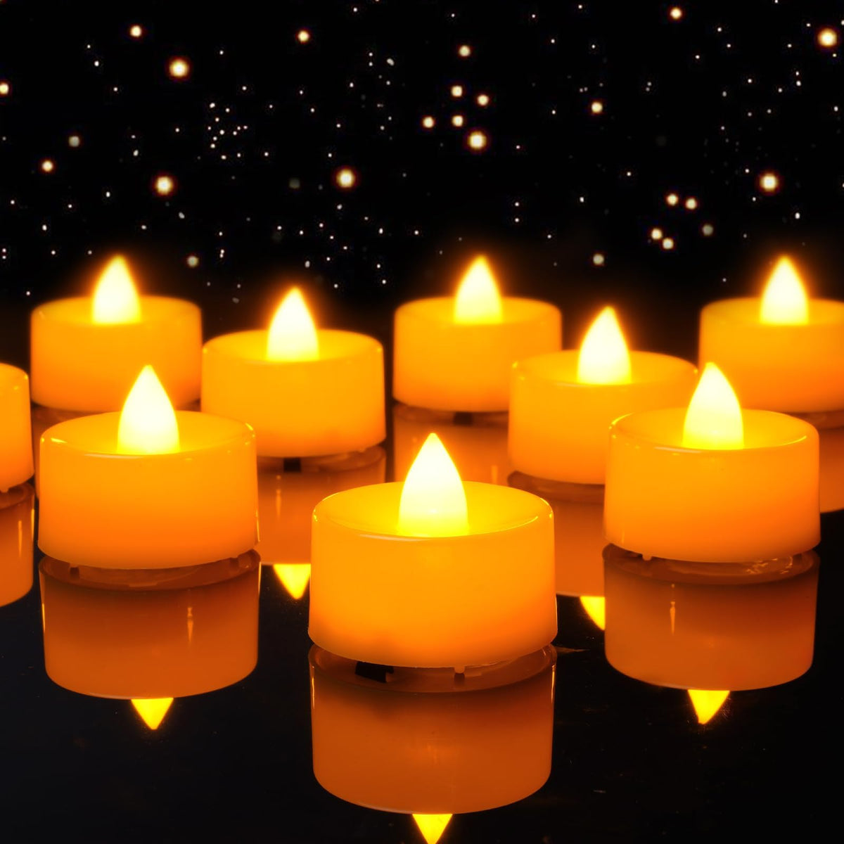 AMAGIC 100 Pack LED Flameless Candle Tea Lights Fake Electric Battery
