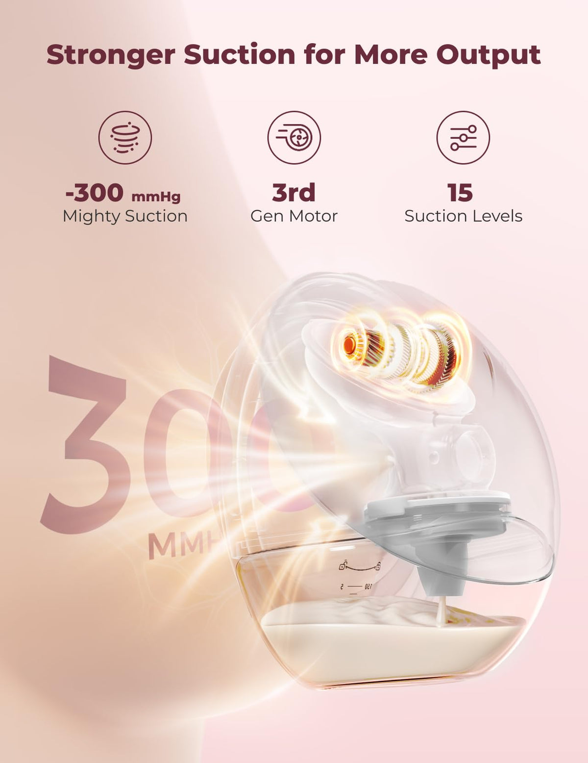 Momcozy Full Set Collector Cup Only Compatible with Momcozy M5 NOT for Others. Original M5 Breast Pump Replacement Accessories (160ml, with Double-Sealed Flange 24mm)