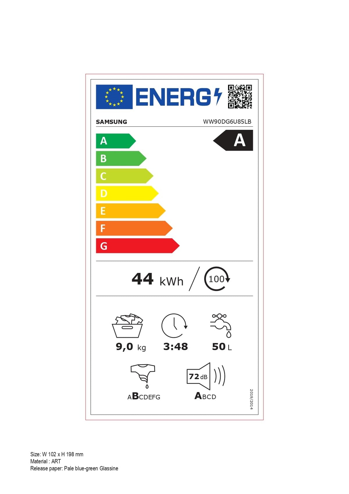 Samsung Series 6 AI Energy Washing Machine, 9kg, 1400rpm, Black, WW90DG6U25LBU1