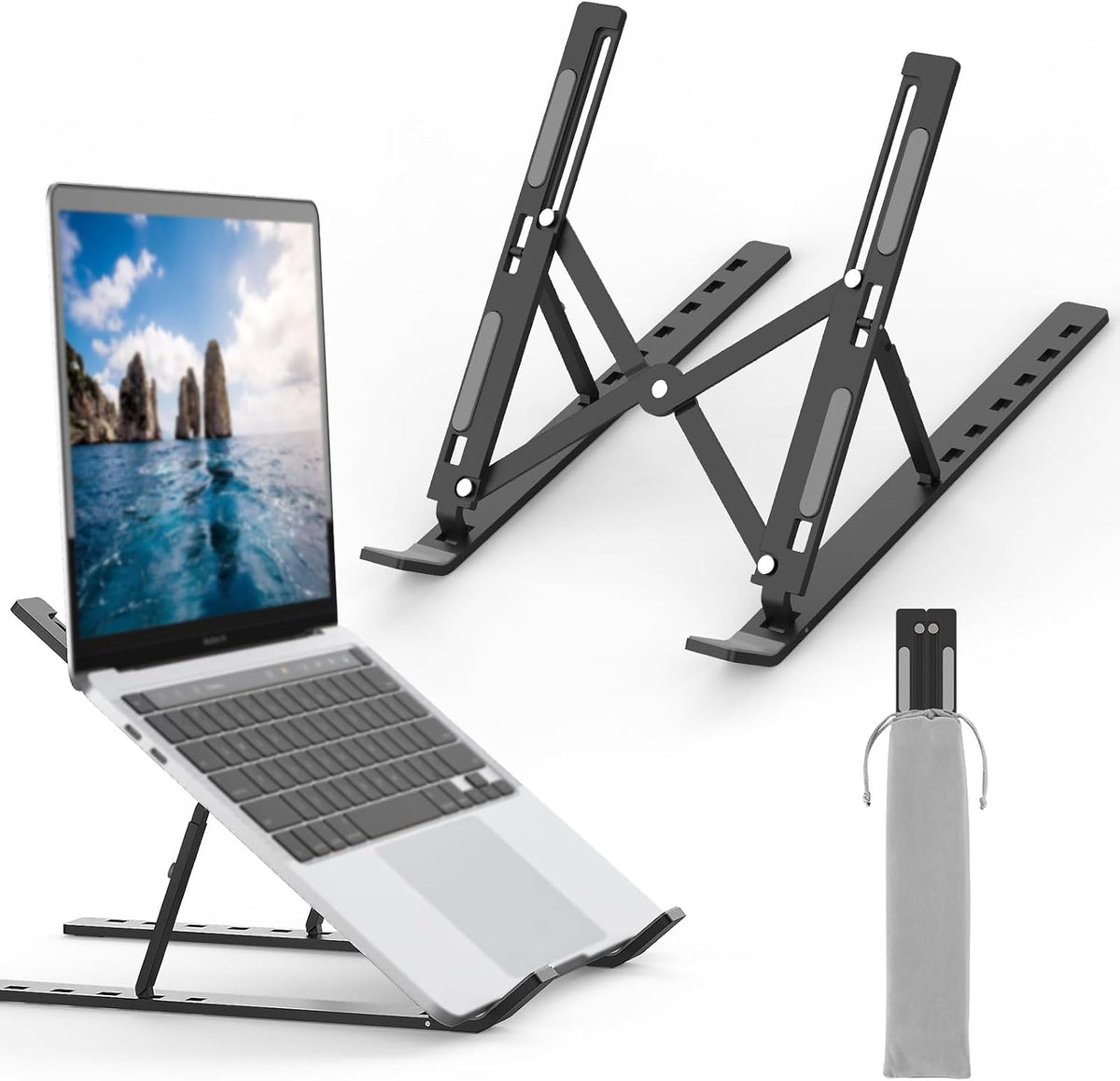 GRIFEMA Laptop Stand for Desk, Aluminum Laptop Riser 7-Angle Adjustable
