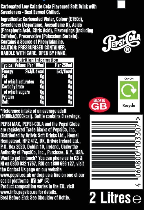 Pepsi Max Cola | 2L Bottle
