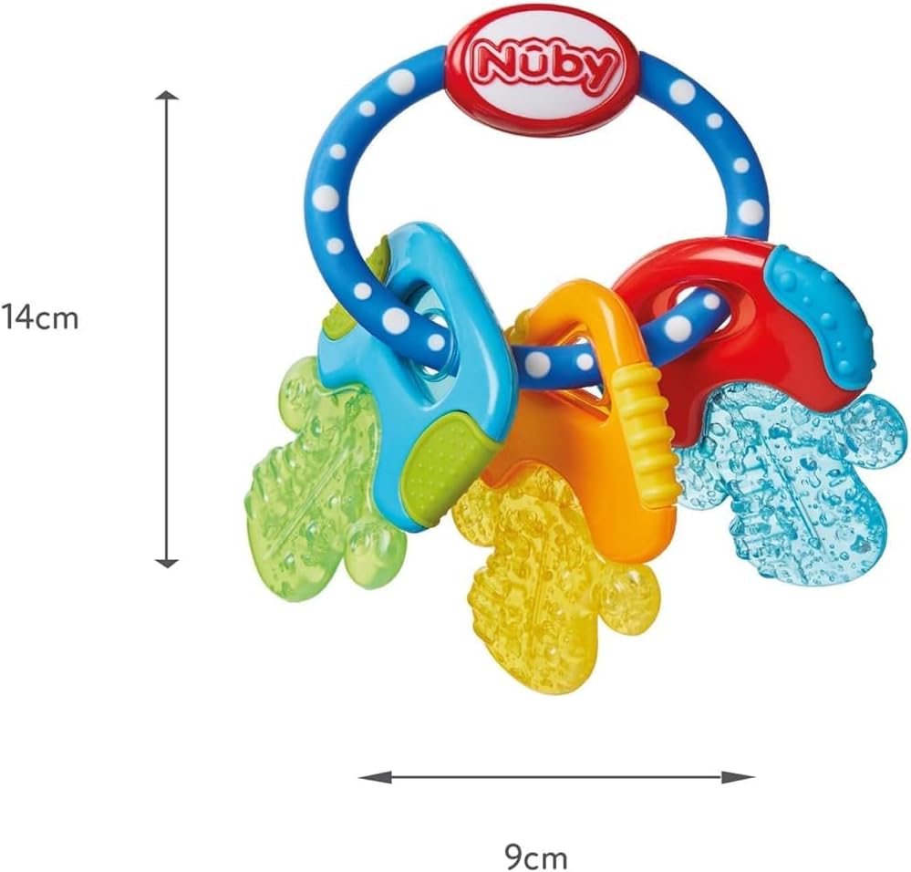 Nuby IcyBite Keys Soothing PureIce Gel Filled Teether for Sore Gums, 3M+