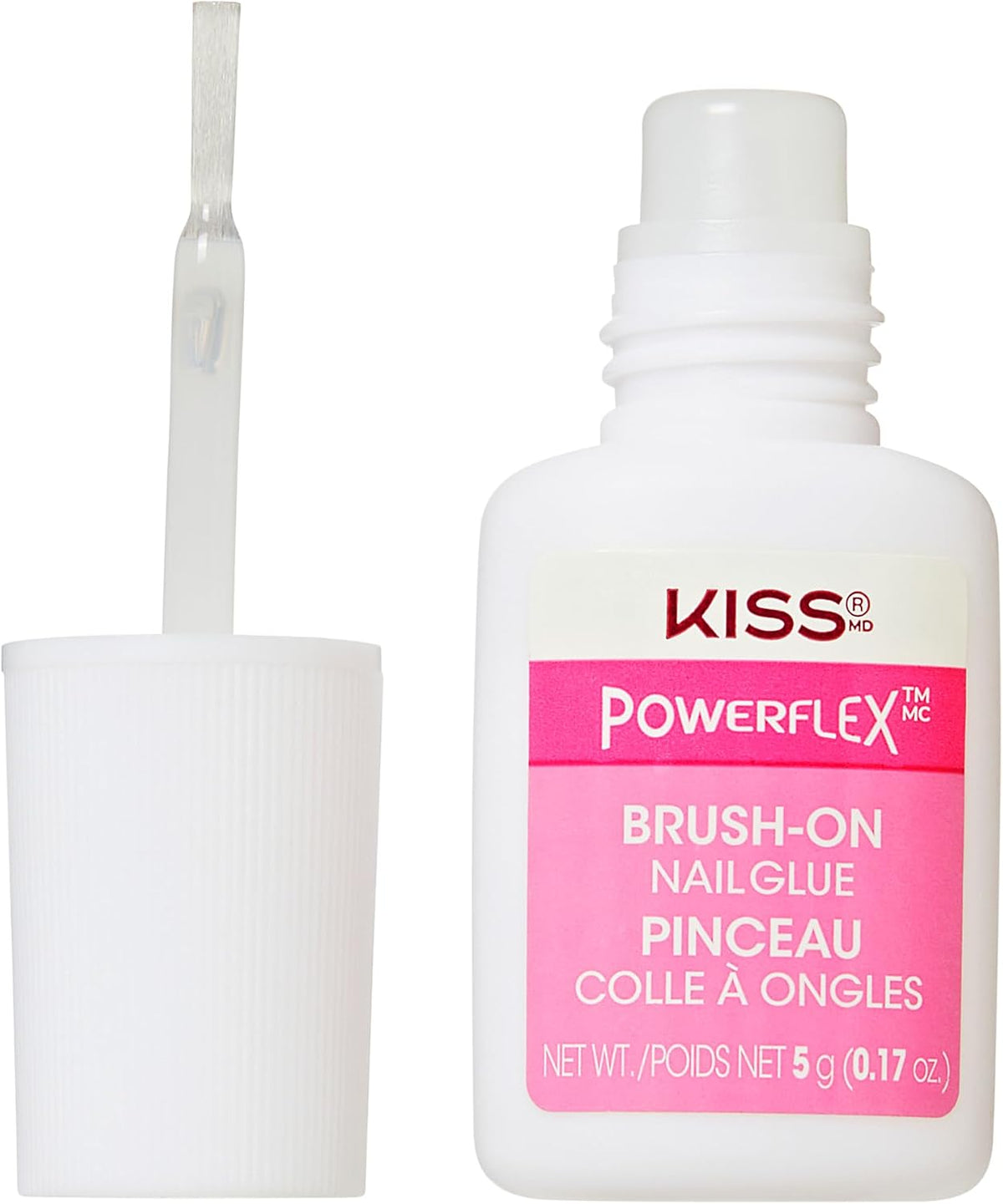 KISS Powerflex Brush-On Nail Glue, Flex Formula for Ultra Hold of False Nails, Instantly Repairs Breaks and Tears