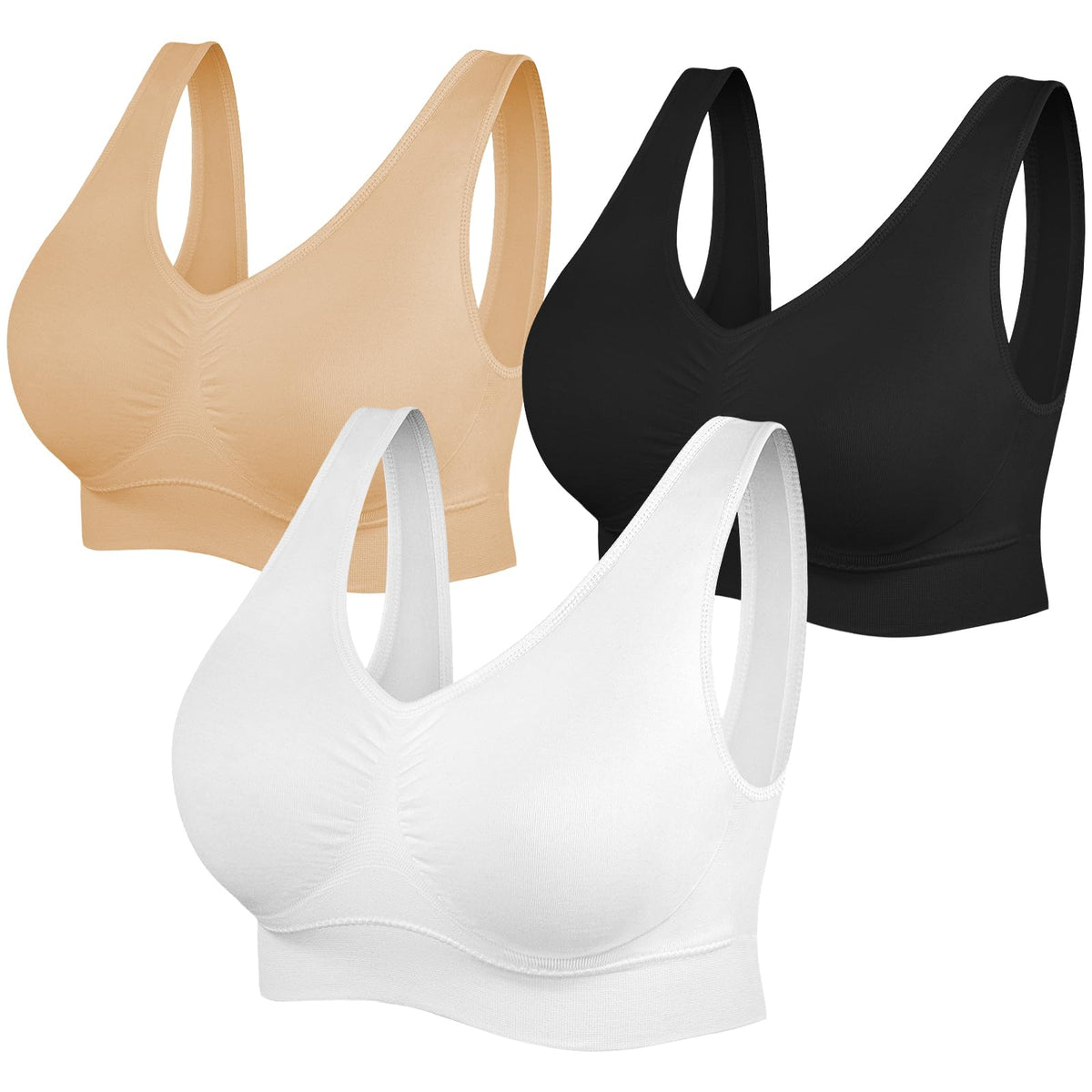 SIMIYA Comfort Sports Bras Women Plus Size Seamless Yoga Bra Removable Pads