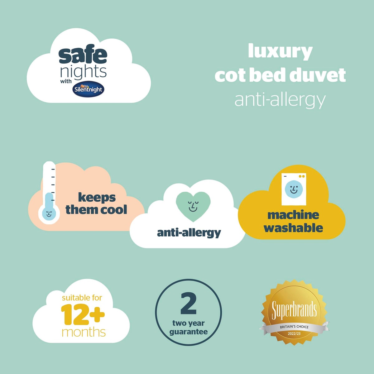 Silentnight Safe Nights Cot Bed Duvet 4 Tog – Anti Allergy Lightweight Soft Snug Nursery Quilt for Children, Kids, Toddlers – Hypoallergenic and Machine Washable – 150x120cm
