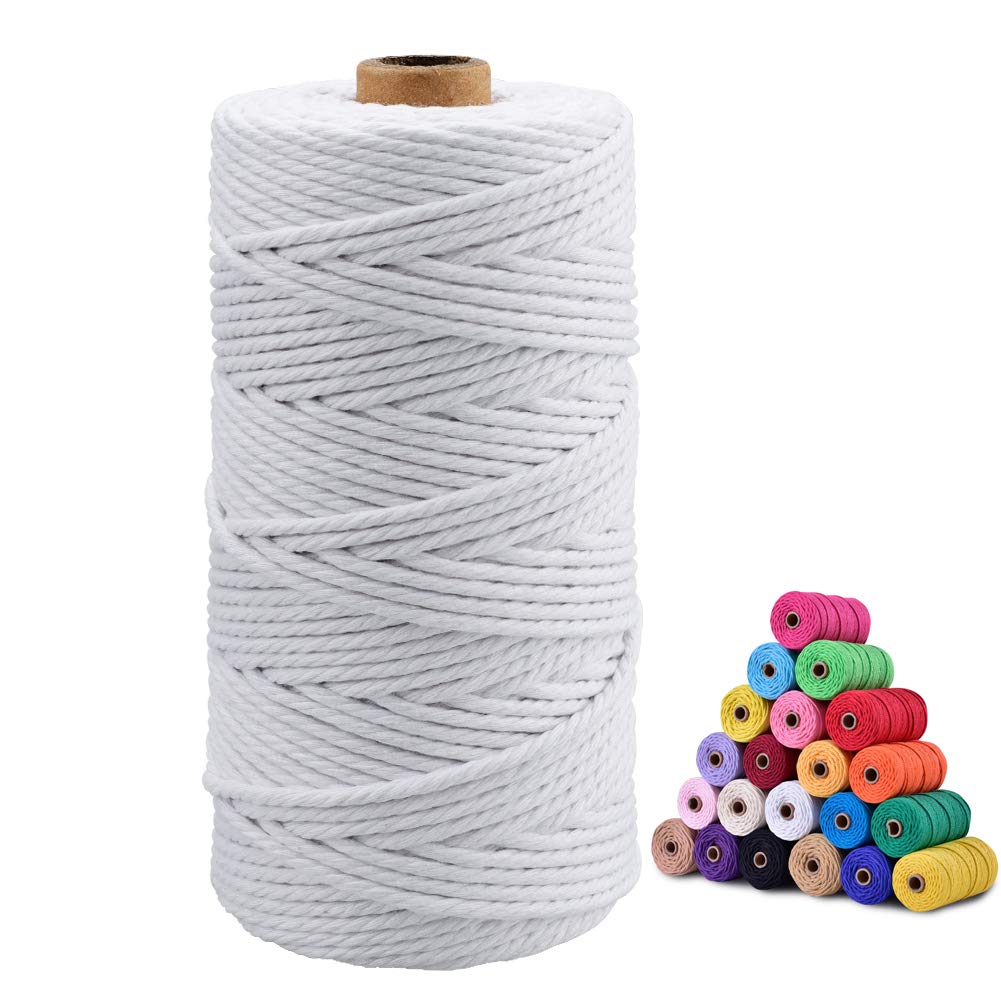 jijAcraft 4MM White Macrame Cord: 100M Cotton String Twine for Crafts