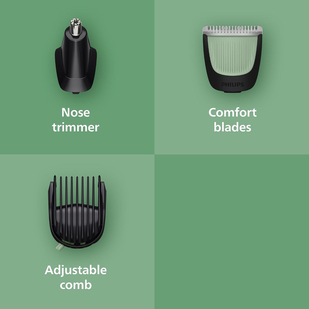 Philips Multigroom 3000 Series All-in-One 7-Piece Trimmer - Shaver and Clipper for Beard and Hair, Self-Sharpening Skin-Friendly Blades, 10 Length Settings, Model MG3930/15