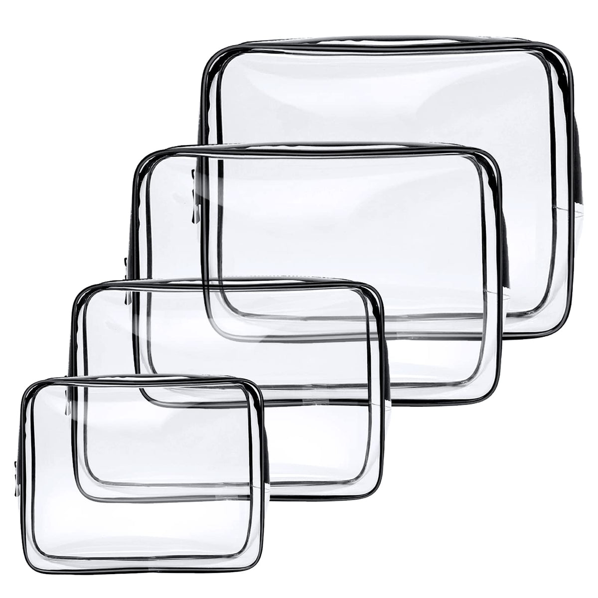 Aucuu Clear Toiletries Bag, 3 Pack PVC Waterproof Toiletries Carry Pouch, TSA Approved Travel Toiletry Bag with Zipper, Multi-Size Cosmetic Makeup Bags for Men, Women and Kids - Travel Business