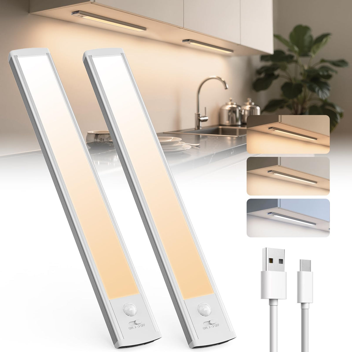 20cm Under Cabinet Kitchen Lights, Motion Sensor Lights Indoor