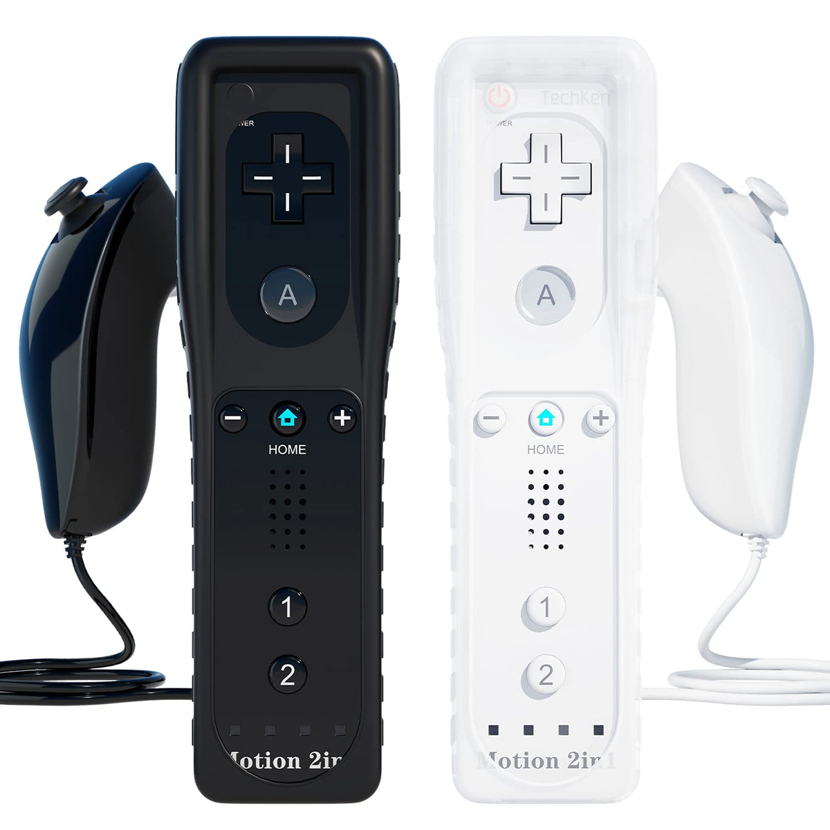 TechKen 2-Pack Wii Remote Plus with Built-in MotionPlus gyroscope, Compatible with all original Wii Remote accessories, Wii Controller for Wii/Wii U