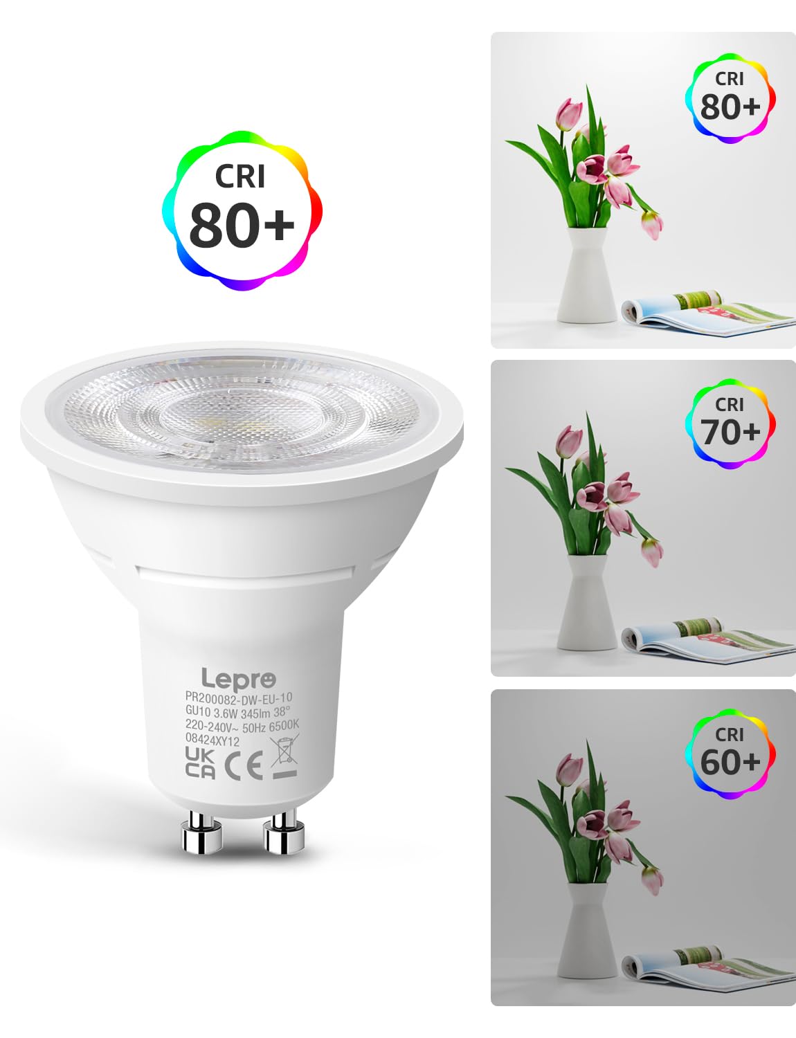 Lepro GU10 LED Spotlight Bulbs, Neutral White 4000K, 50W Equivalent,10-Pack