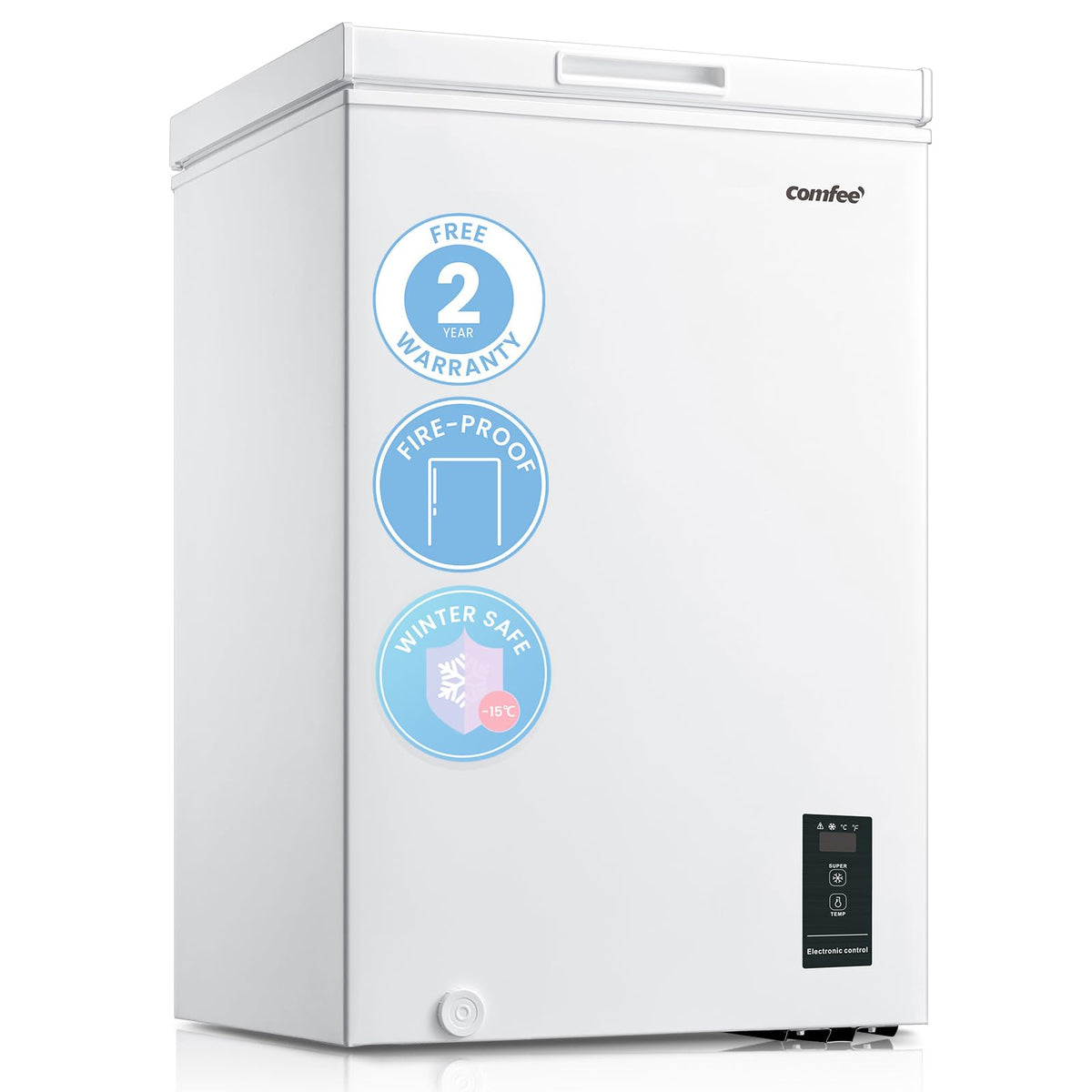 COMFEE' 99L Chest Freezer, Convertible Refrigeration Mode, RCC102BL2UK(E)