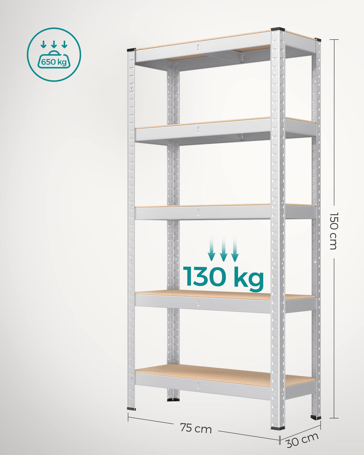 SONGMICS 5-Tier Heavy-Duty Shelving Units, Set of 2, Boltless Assembly