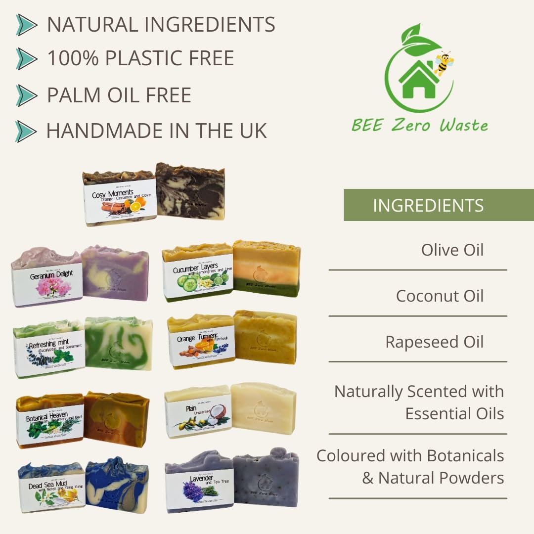 Handmade Natural Soap Bar Set | UK Artisan Cold Processed Vegan Soaps | Organic, Cruelty-Free, Palm Oil-Free | Essential Oil Scented | Floral, Herbal & Citrus Soap Gift Set (Floral)