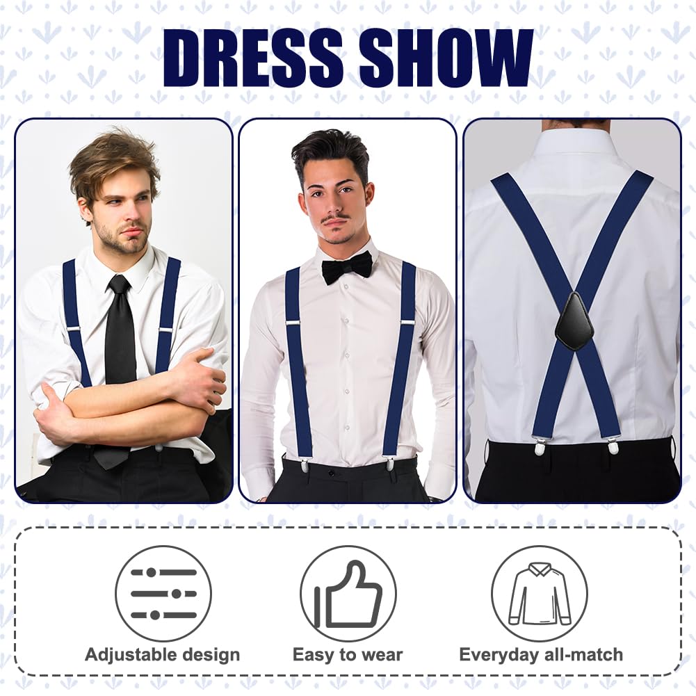 Aomig Mens Braces, Mens Suspenders with Strong Metal Clips, 3.5cm Wide Heavy Duty Suspenders for Men Women Business Wedding Casual