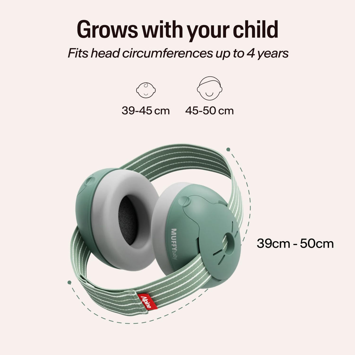 Alpine Muffy Baby Comfort Ear Defenders, Adjustable up to 48 months, Green