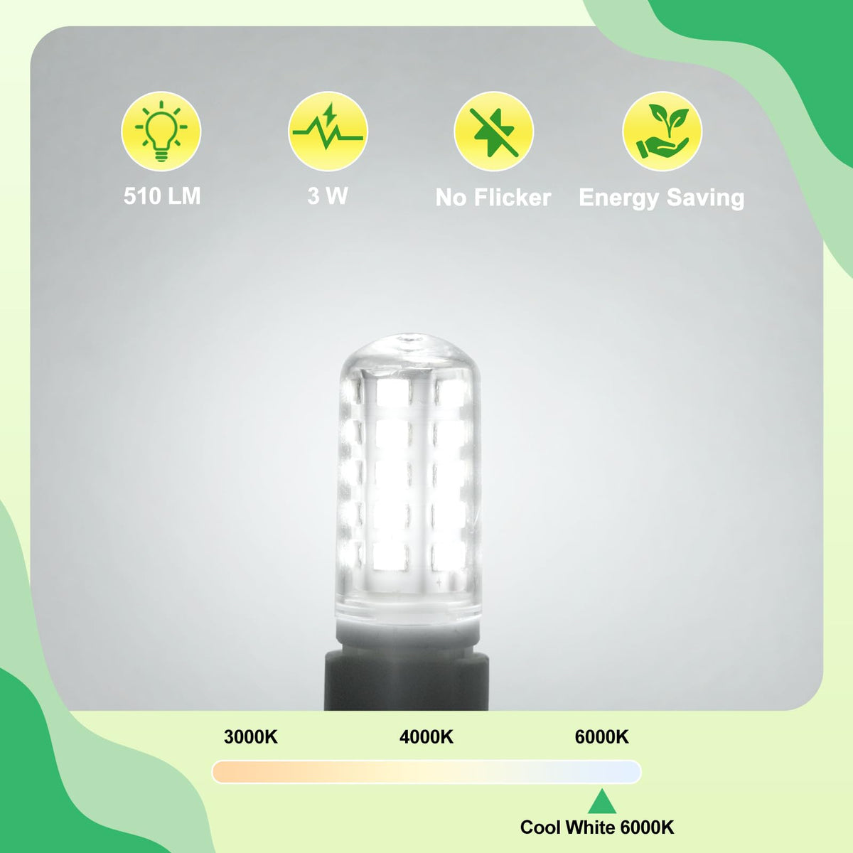 G9 Led Bulbs Warm White 6-Pack, 3W 510 Lm 3000 Kelvin G9 Led Light Blubs, Equivalent to 30-40W Halogen, 220-240V No Flicker Non-Dimmable Energy Saving, for Home Lighting Decor [Energy Class C]