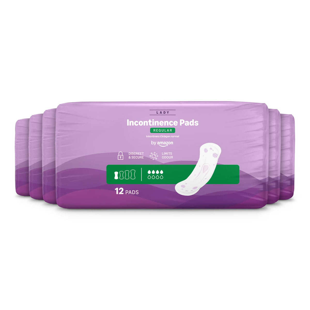 by Amazon Women's Incontinence Pads, Extra Plus Absorbency, 48 Count (6 Packs of 8), White