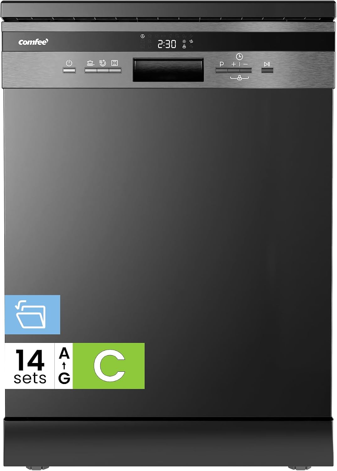 COMFEE' Full Size Freestanding Dishwasher, 14 Place Settings, Black
