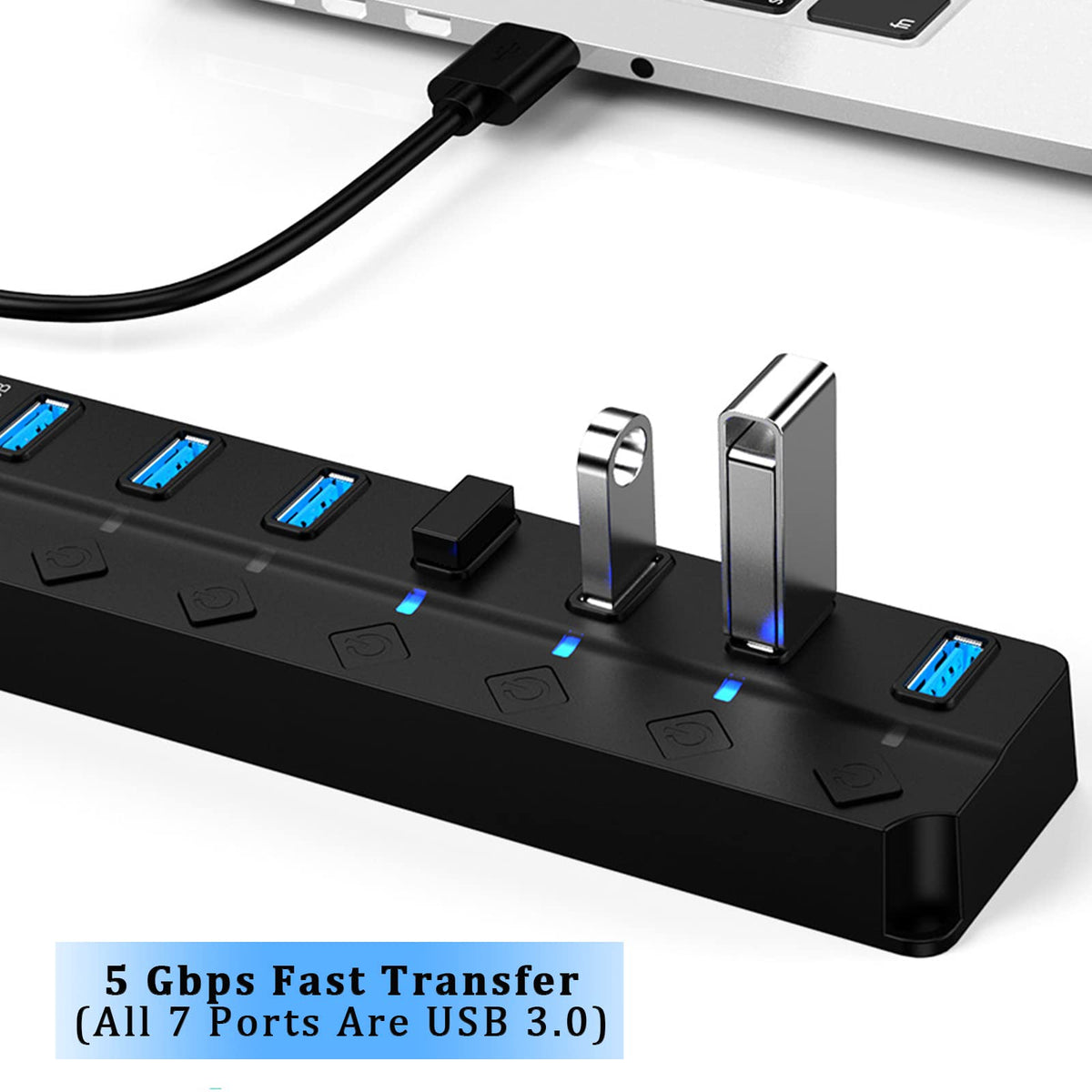 USB Expander Hub Splitter 4 Ports Adapter Dock Cord Ultra-Slim,Multi USB Cable Lead for PC,Laptop,NoteBook,MacBook,Desktop,ChromeBook,Surface Pro,Flash Drives,Mobile HDD Under £4
