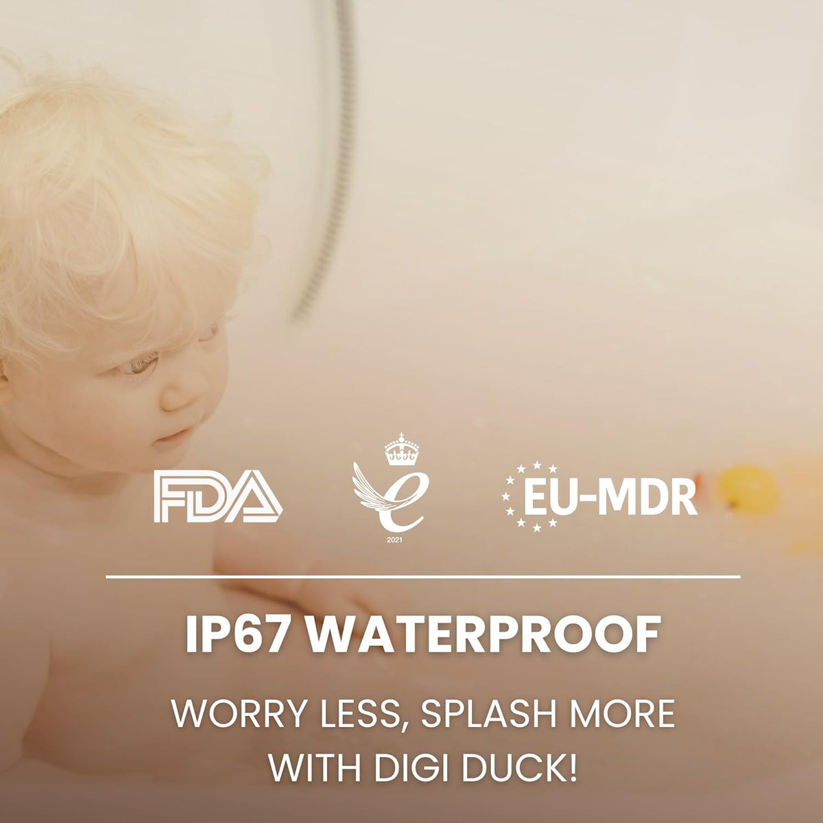TensCare Digi Duckling Digital Water LCD Thermometer and Baby Bath Time Toy, yellow , Pack of 1
