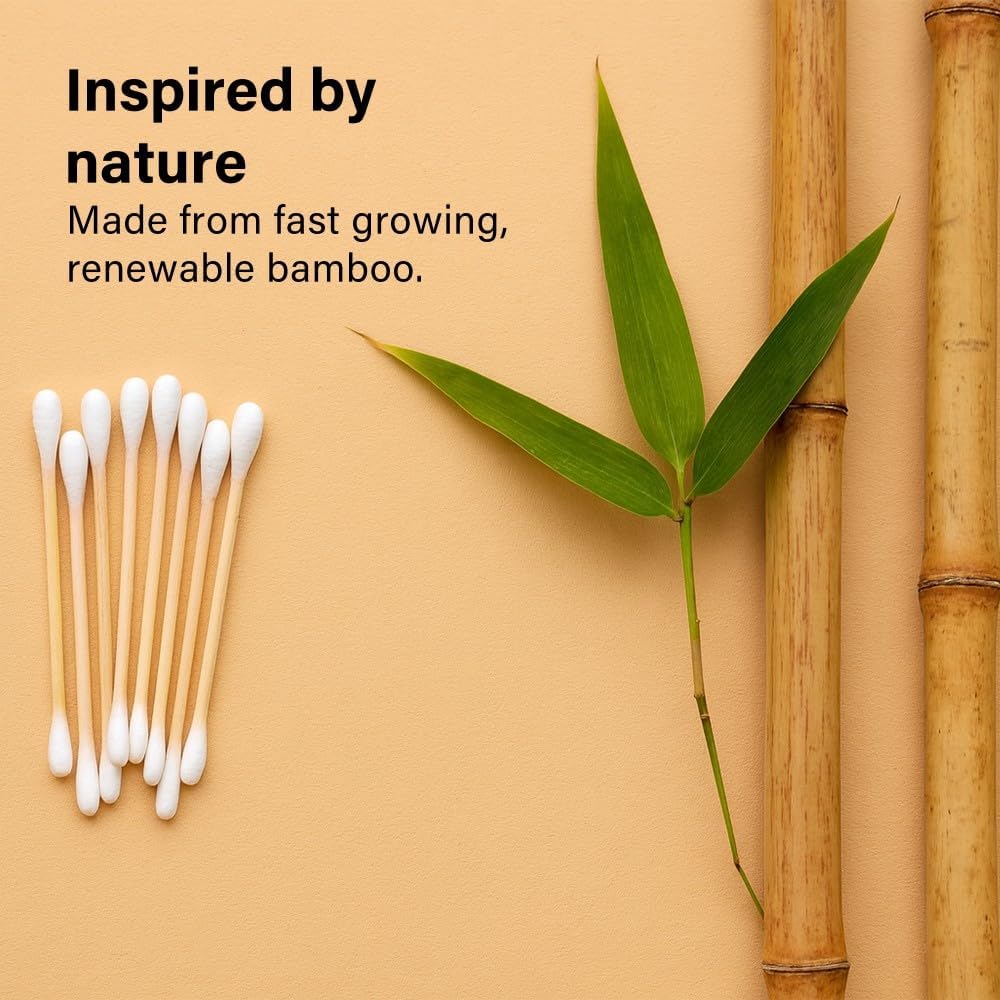 200 Pcs Bamboo Cotton Buds Eco Friendly Biodegradable Swabs with Soft Tips and Strong Stems Gentle Durable Sustainable and Natural Alternative to Plastic for Everyday Use