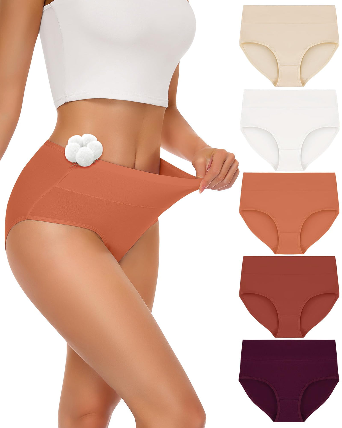 SIMIYA Cotton Underwear Women, High Waisted Knickers for Women Multipack