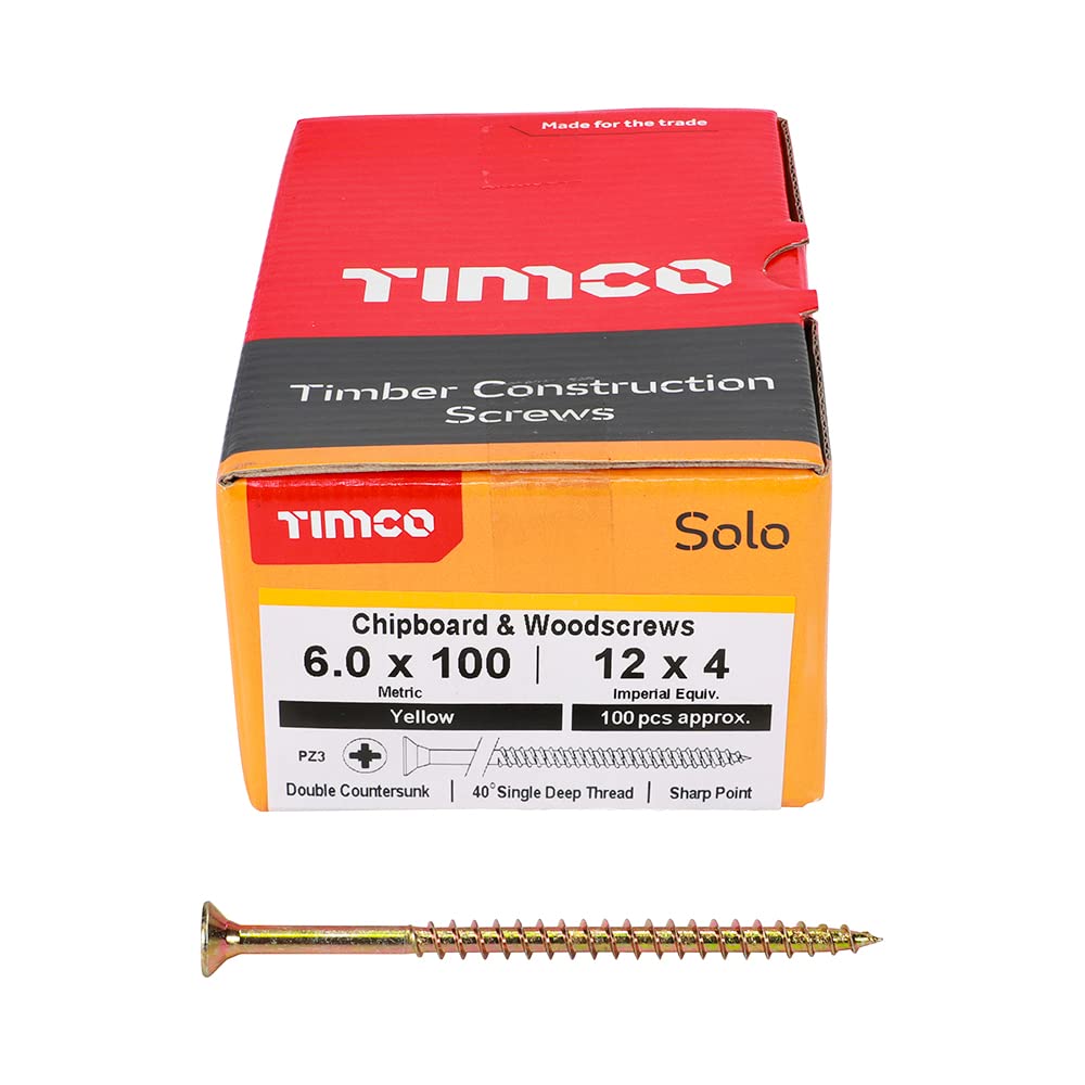 TIMCO Solo Chipboard & Woodscrews - Gold - 6.0 x 90mm - 60090SOLOC