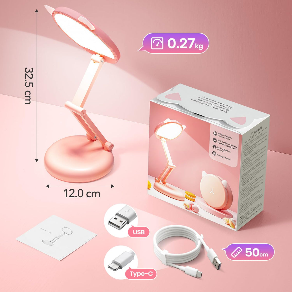 One Fire Rechargeable lamp, Portable Light, Reading Light,Long Battery Life