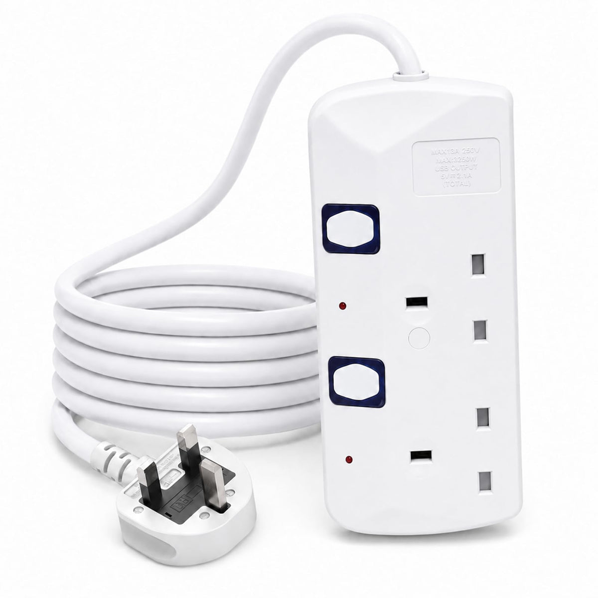 Extension Lead 5M, 4 Plug Extension Lead with Individual Switches(3250W)