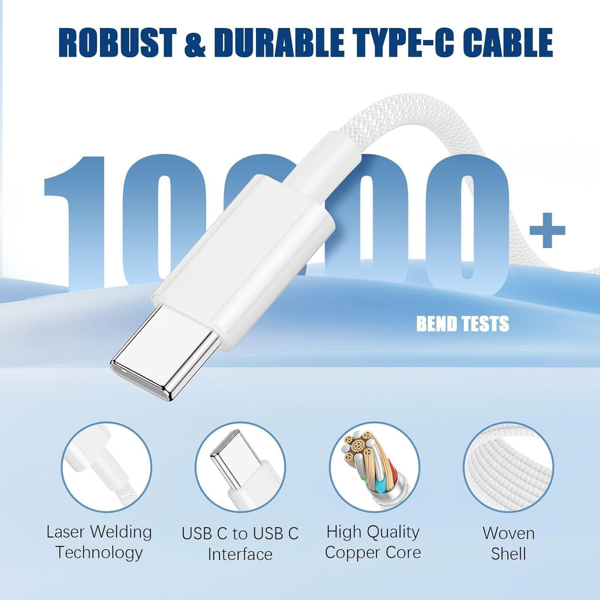 2 Pack 60W USB-C to C Fast Charging Charger Cable For iPhone 18 Pro Max 17e