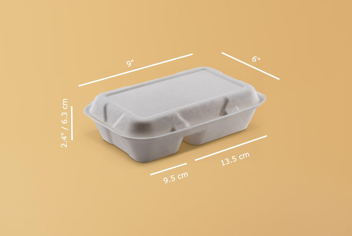 FOOGO Green 50pcs Clamshell Takeaway Boxes, 9x6 inch, 30oz / 900ml
