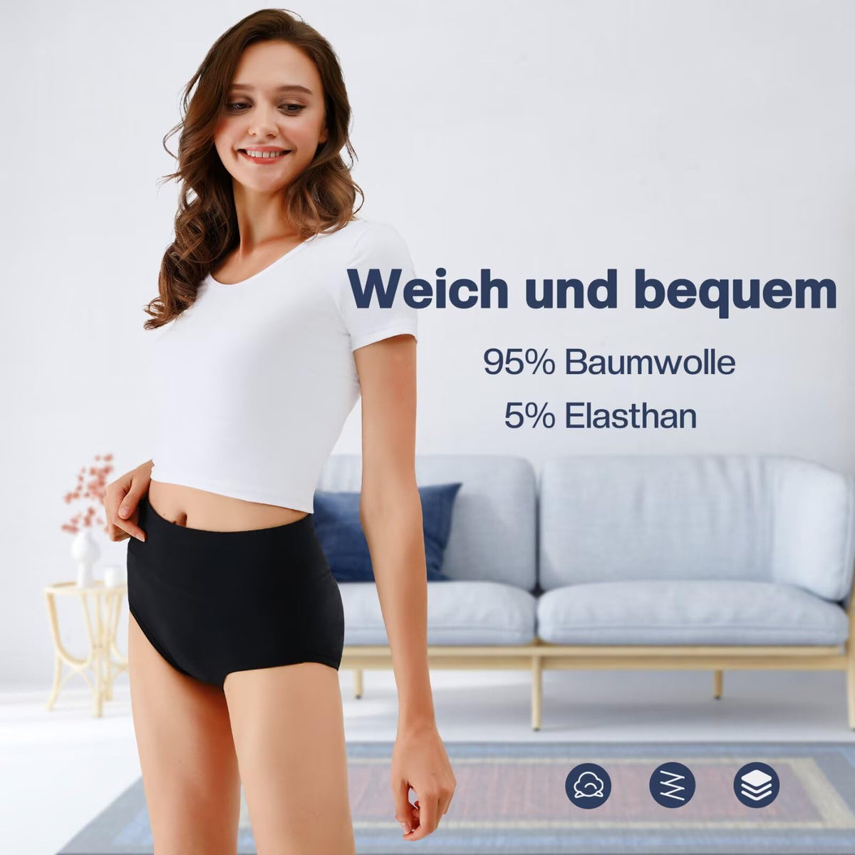 Underwear Women High Waisted Knickers for Women 5 Pack Full Briefs
