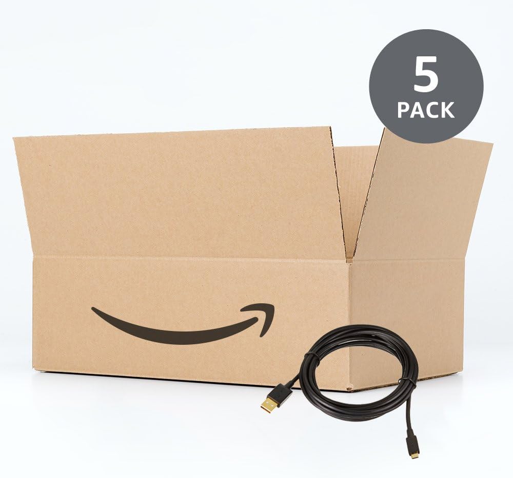 Amazon Basics 5-Pack USB-A to Micro USB Charging Cable, 480Mbps Transfer Speed with Gold-Plated Plugs, USB 2.0, 3 m, Black